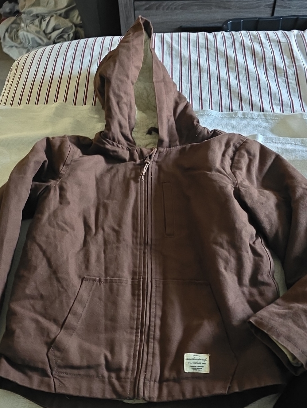 Kid''s Brown Hooded Zip Jacket
